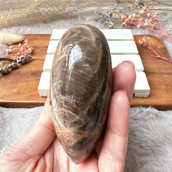 Beautiful Black Moonstone Heart - Picture 3 of 8